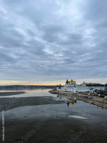 Old orthodox monastery, cloudy sky photo