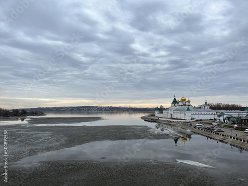 Old orthodox monastery, cloudy sky photo