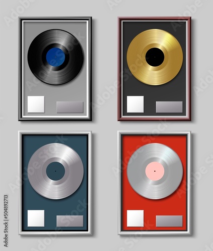Platinum golden silver bronze vinyl plate reaward