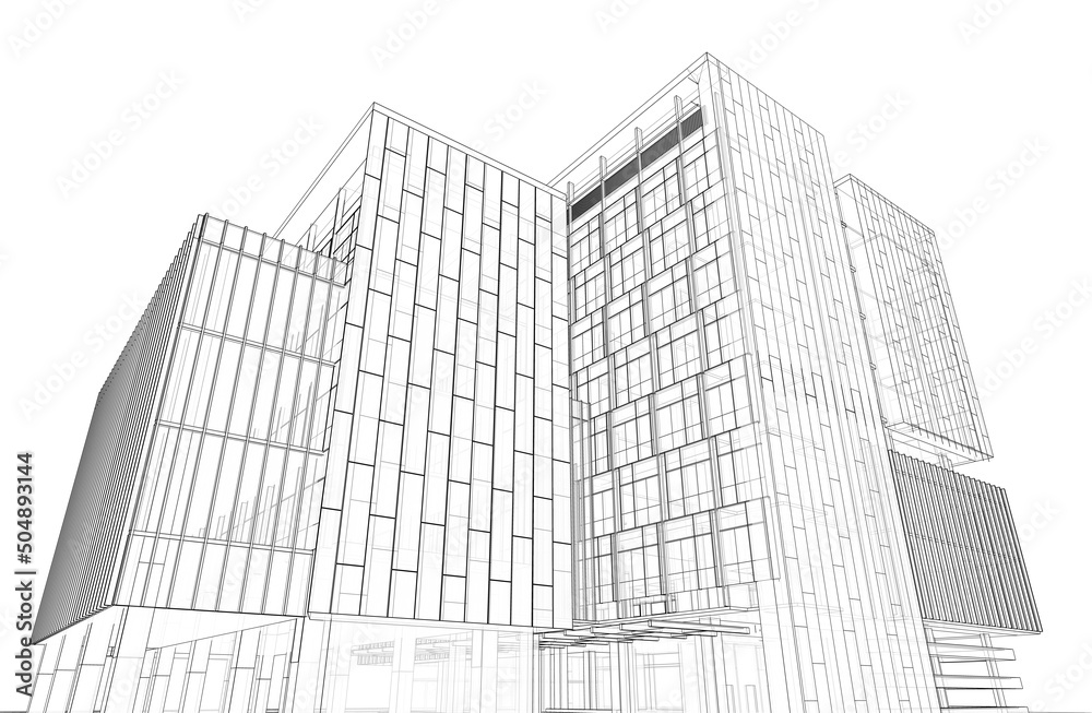Fototapeta premium Office building architectural 3d illustration