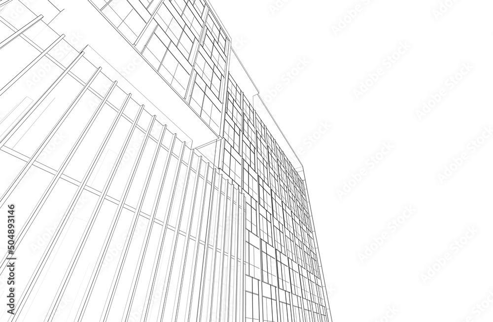 Office building architectural 3d illustration