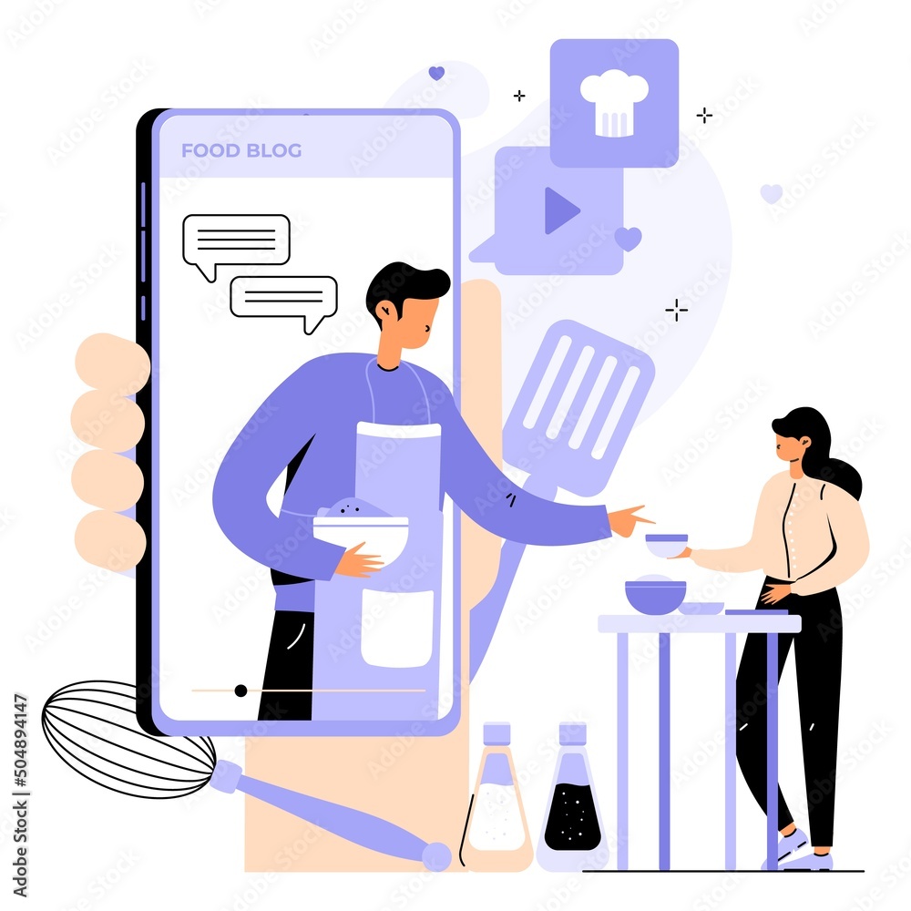 custom made wallpaper toronto digitalChef teaching woman follower to cook vector