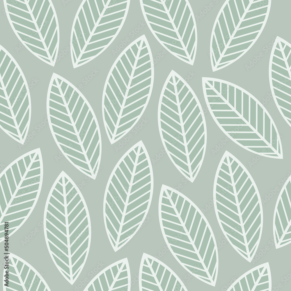 Mint leaf pattern vector illustration background. Seamless contour