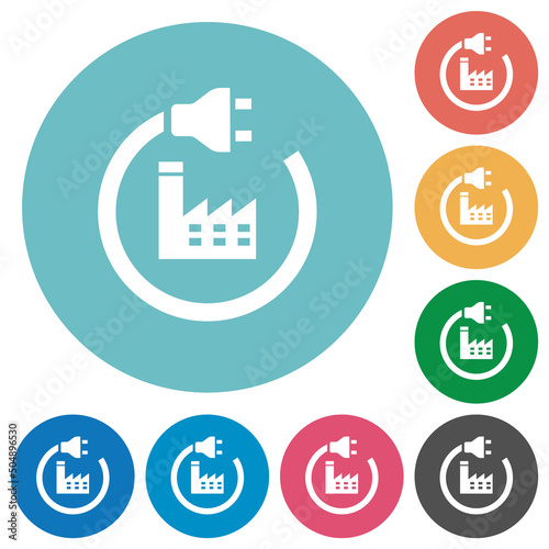 Power plant flat round icons