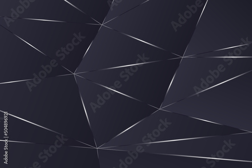 Low poly ornament on a flat surface decorated with silver gradient contour background. Geometric tracery wallpaper