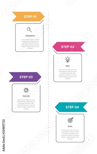 Vertical infographic design with icons and 4 options or steps. Thin line. Infographics business concept. Can be used for info graphics, flow charts, presentations, mobile web sites, printed materials.