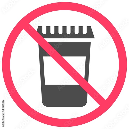 No plastic cups icon, prohibition sign vector illustration