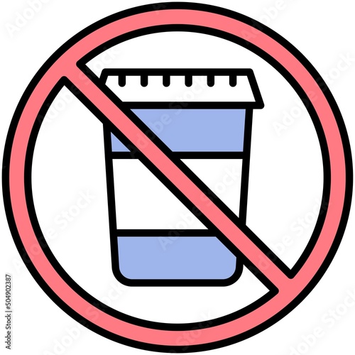 No plastic cups icon, prohibition sign vector illustration