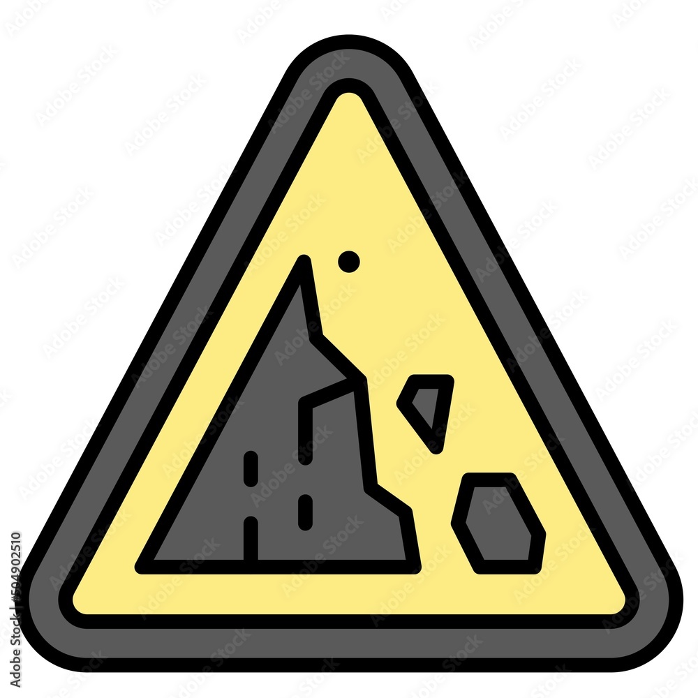 Falling rocks sign icon, traffic sign vector Falling rocks sign icon, traffic sign vector