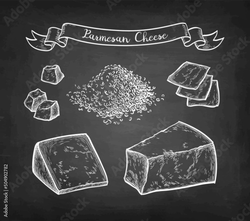Parmesan cheese chalk sketch.