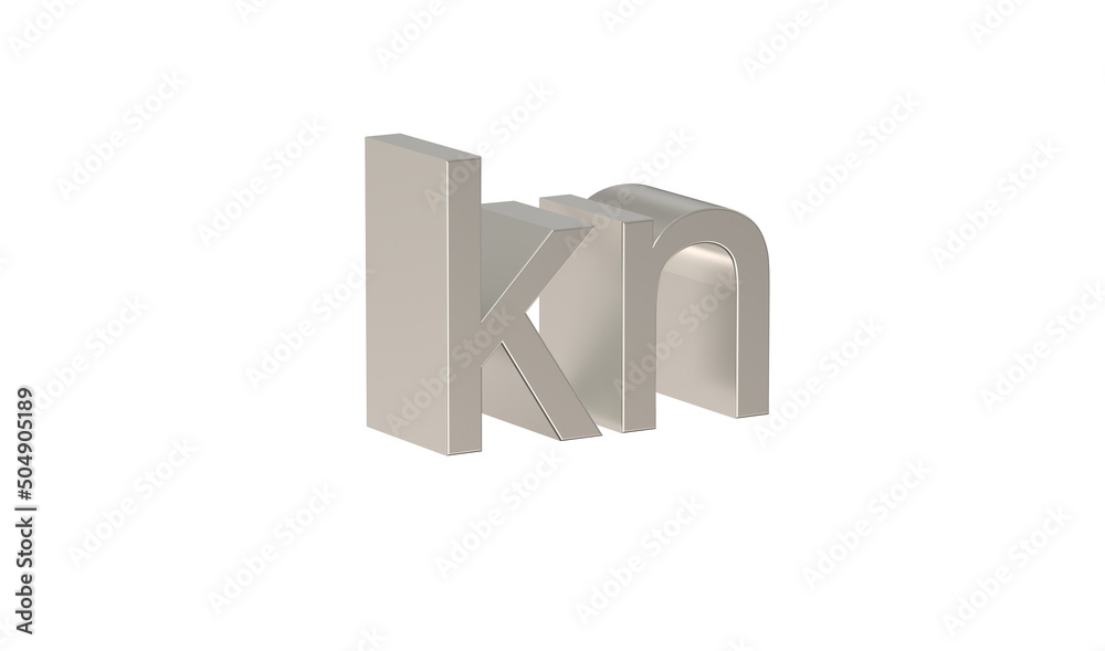 Croatian Kuna, HRK, Currency symbol of Croatia in metallic Silver Croatian Kuna, HRK, Currency symbol of Croatia in metallic Silver