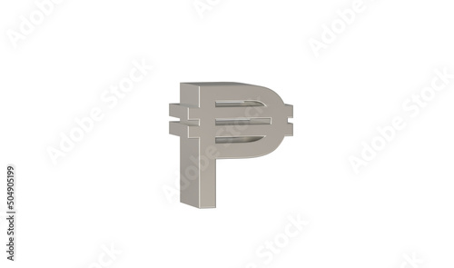 Cuban Peso, CUP, Currency symbol of Cuba in metallic Silver