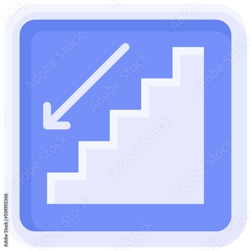 Stair down icon, wayfinding sign vector