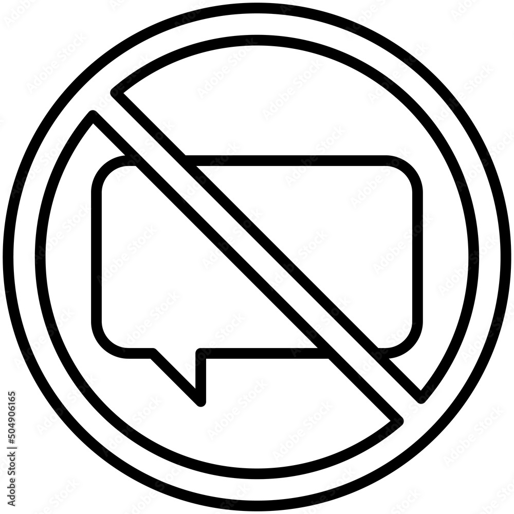 No talking icon, prohibition sign vector illustration No talking icon, prohibition sign vector illustration