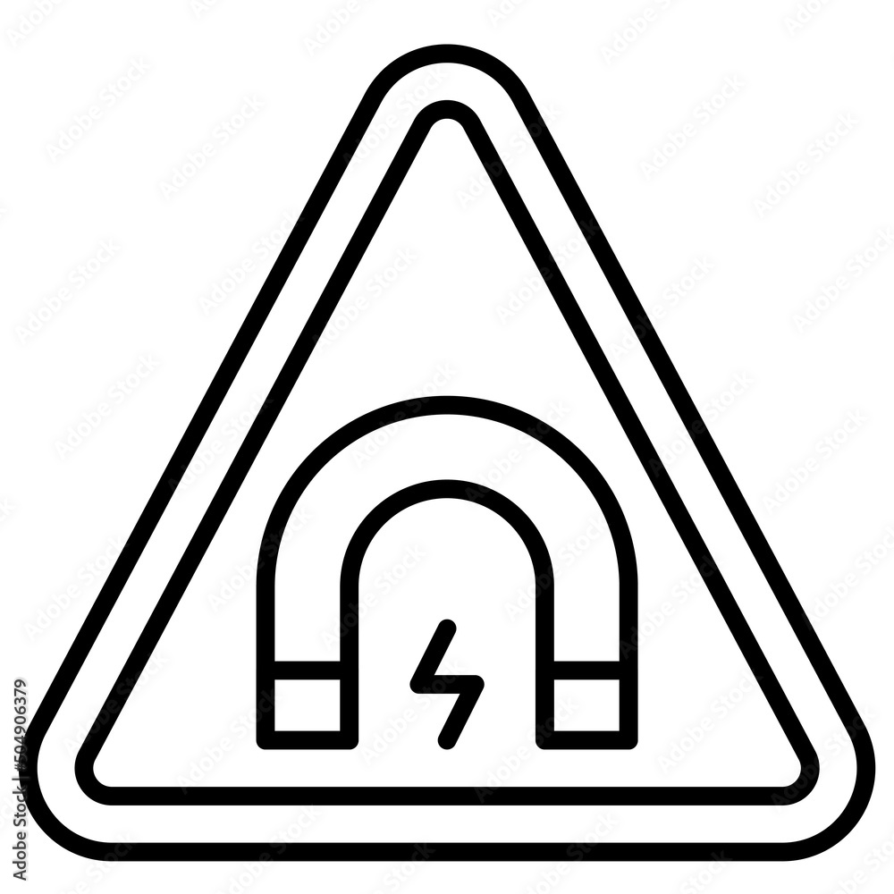 Magnetic field sign icon, warning sign vector Magnetic field sign icon, warning sign vector