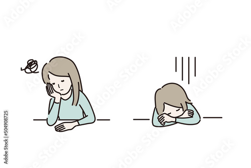落ち込む女性のイラスト