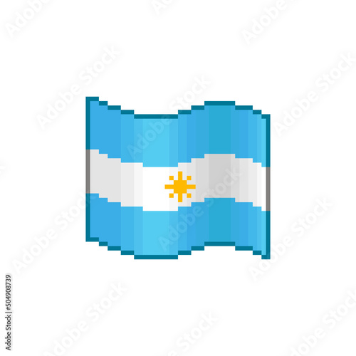 colorful simple vector flat pixel art illustration of flowing flag of Argentina