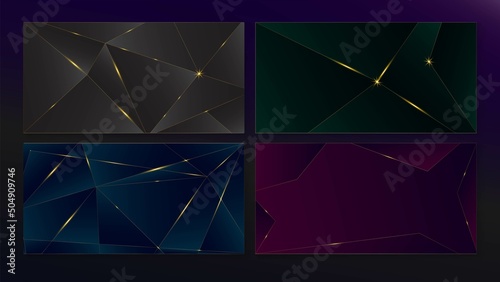 Platinum Deep Black Purple Blue Green Geometric Wallpaper. Dark Green Blue Purple Black Design. 3D Minimal Luxury New Year Border. Metallic Shape Celebration Pattern. Premium Christmas Frame.