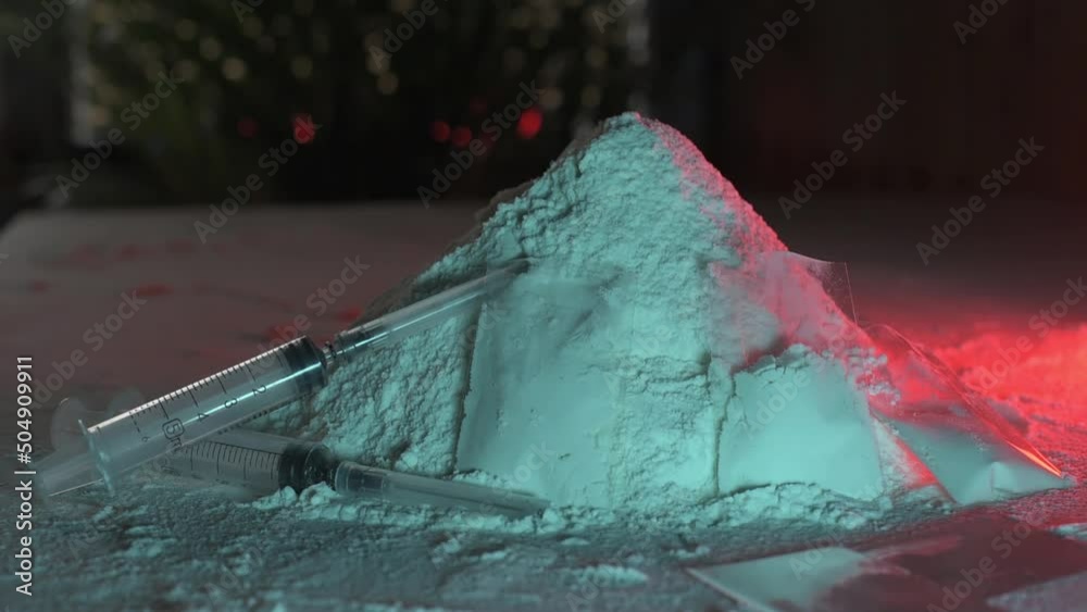 Drugs, drug dealer's house. Cocaine packaged in sachets, scales