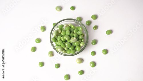 Green pigeon, the pigeon pea isolated on background, Toor Dal.