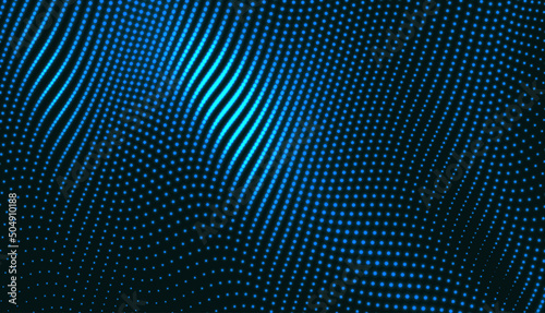 Abstract wavy background with dynamic effect. Cyberspace grid. 3d technology vector illustration.