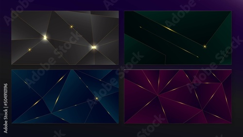 Platinum Dark Blue Purple Green Black Geometric Background. Metallic Shape Celebration Texture. Deep Blue Green Black Purple Frame. Premium Christmas Poster. 3D Minimal Royal New Year Border.