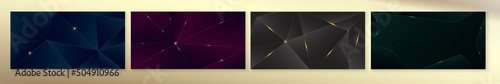 Silver Deep Black Blue Green Purple Geometry Wallpaper. 3D Minimal Rich VIP New Year Poster. Luxury Christmas Design. Sparkling Polygon Celebration Pattern. Dark Blue Purple Black Green Border.