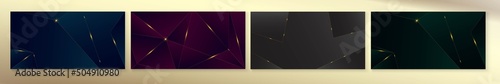 Silver Dark Green Black Blue Purple Geometric Background. Royal Christmas Banner. 3D Minimal Luxury New Year Frame. Metallic Polygon Celebration Texture. Deep Purple Black Green Blue Design.