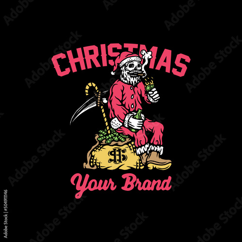 Smoking Santa illustration.