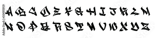 Alphabet in the Gothic graffiti style. Vector EPS 10