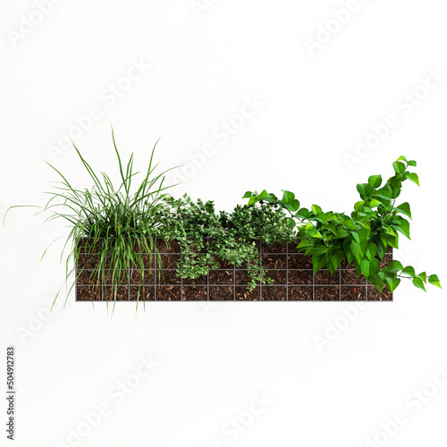 3d illustration of plant tub wall isolated on white background