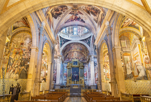 VALENCIA, SPAIN - FEBRUARY 15, 2022:  The nave of church Iglesia del Patriarca.