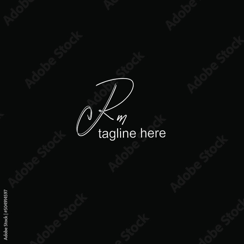 Rm tagline Initial Handwriting Logo Vector