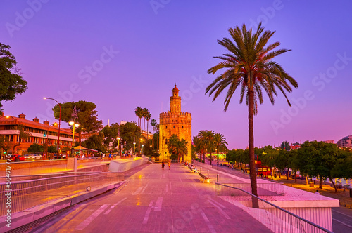 Torre del Oro in the evening, Seville, Spain photo