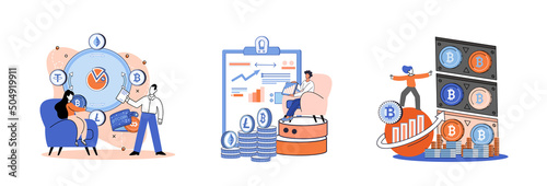 Cryptocurrency bitcoin mining metaphor Blockchain exchange platform. Cyber banking procedures, bitcoin trading, wallet. Ecurrency transactions. Digital currency, cryptocurrency market, hidden mining