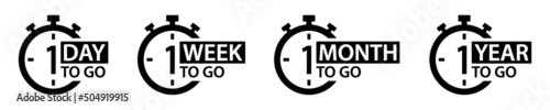 1 day, 1 week, 1 month, 1 year to go icon, Vector illustration