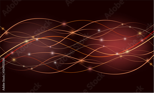 Burgundy brown vector background with sparkling sparks and smooth moving waves
