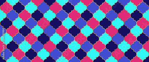 Turkish Mosque Window Motif. Moroccan Seamless Pattern Ramadan Kareem Islamic