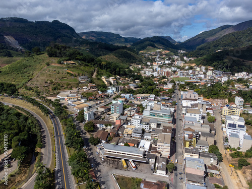 small and organized country town with lots of vegetation, aerial drone view, Venda Nova do Imigrante, Espirito Santo, Brazil photo