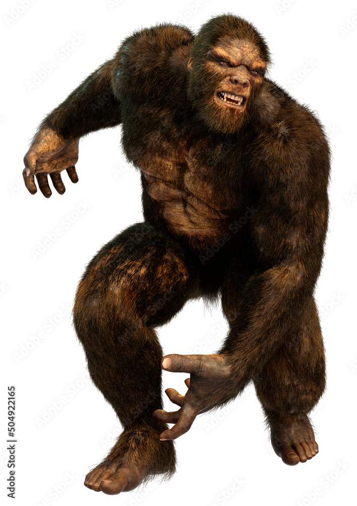 3D Rendering Sasquatch on White 3D Rendering Sasquatch on White