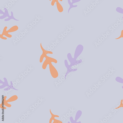 Hand drawn flowers  colorful vector seamless pattern. Abstract flowers with leaves. Scandinavian style cartoon floral texture. Wrapping paper  textile  background fill.