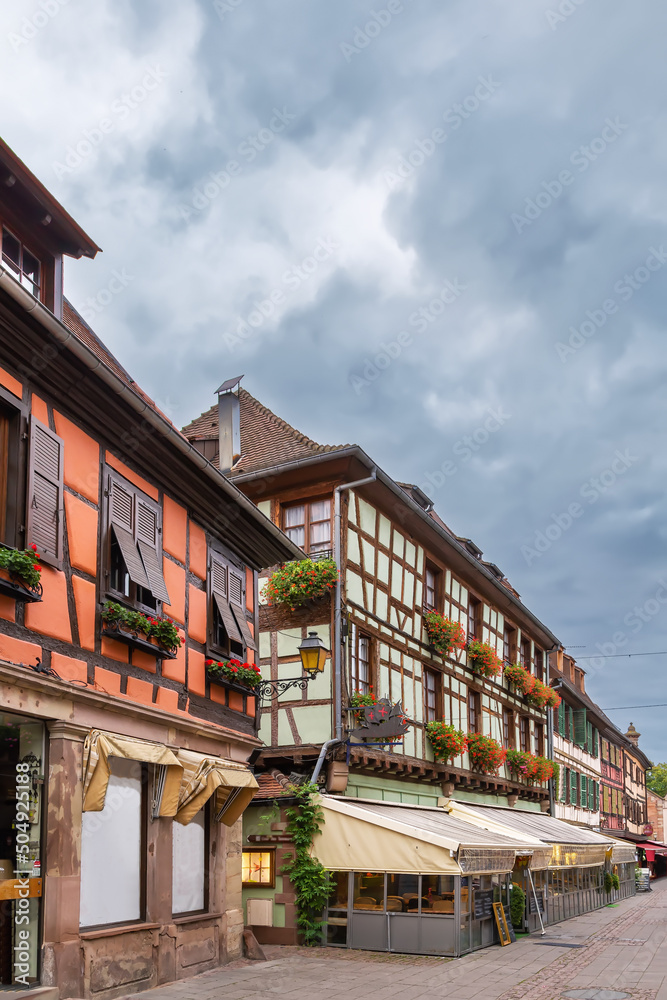 Street in Obermai, Alsace, France