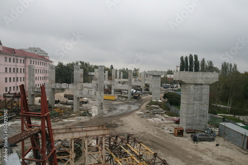 
Construction of a concrete road bridge in Kyiv