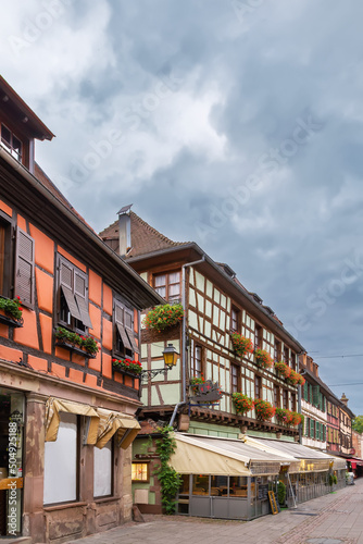 Street in Obermai, Alsace, France