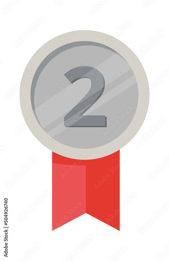 Silver 2nd place medal. Sport Winner Trophy. Vector illustration Silver 2nd place medal. Sport Winner Trophy. Vector illustration