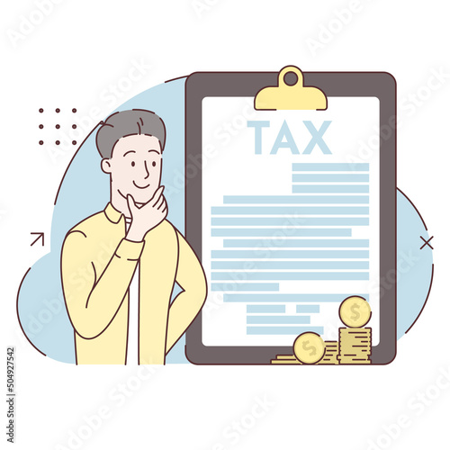 Accounting, business plan, consulting, tax audit, financial management concepts. Audit application, tax form or refund money. Accounting and taxes. Modern flat design. Vector illustration