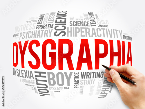 Dysgraphia word cloud collage, education concept background photo