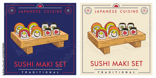 Sushi maki set rolls - Japanese food
