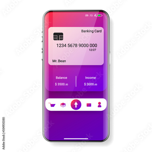 mobile banking user interface purple