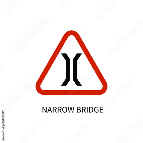 narrow bridge road sign vector icon illustration sign 